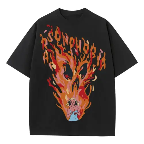 Arsonphobia Heavyweight Oversized Black Graphic Tee