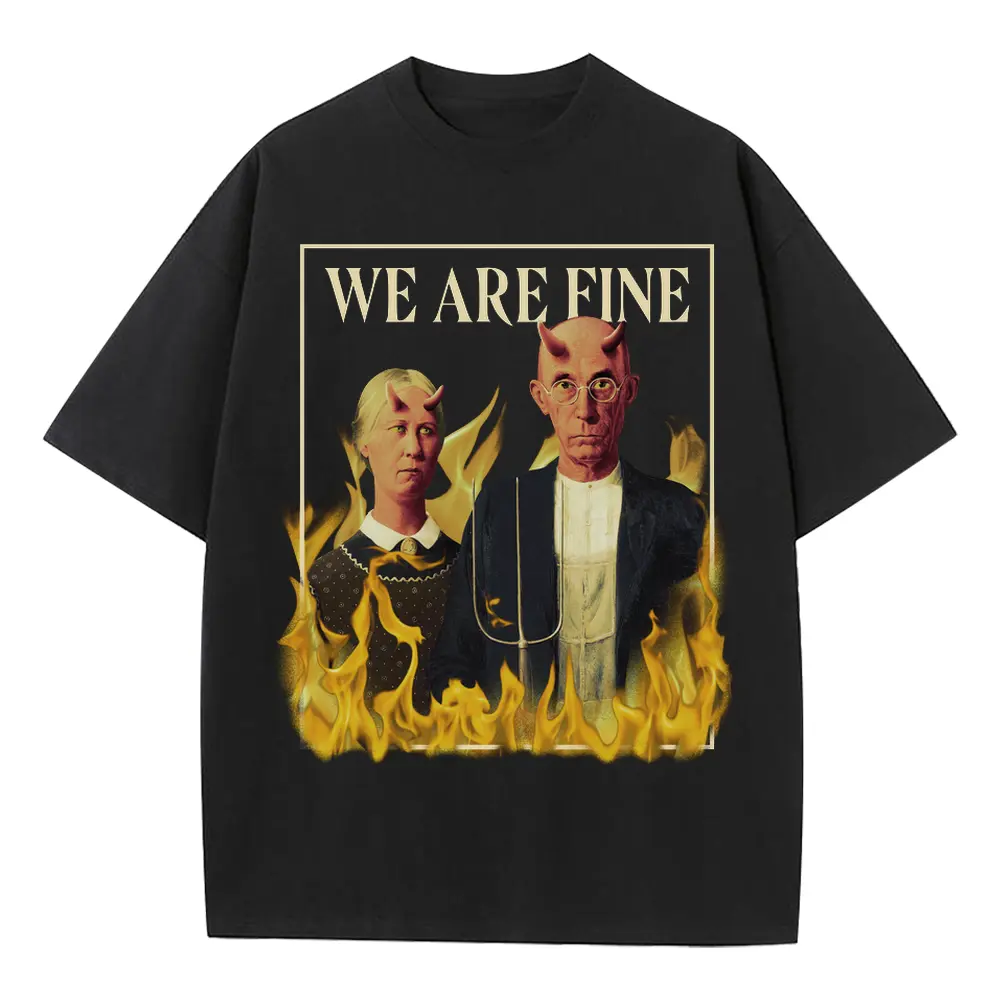 American Gothic Devils Psd Heavyweight Oversized Black Graphic Tee