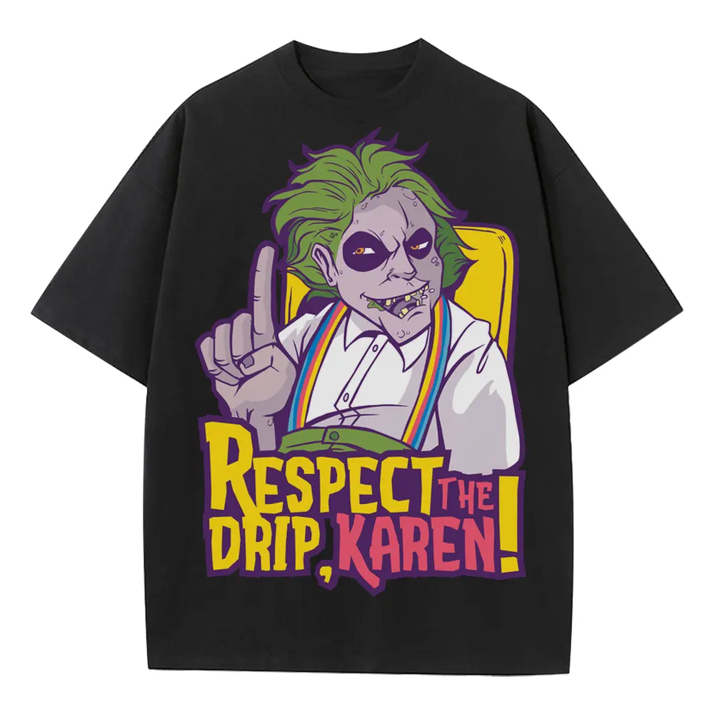 Beetle Respect Drip Heavyweight Oversized Black Graphic Tee