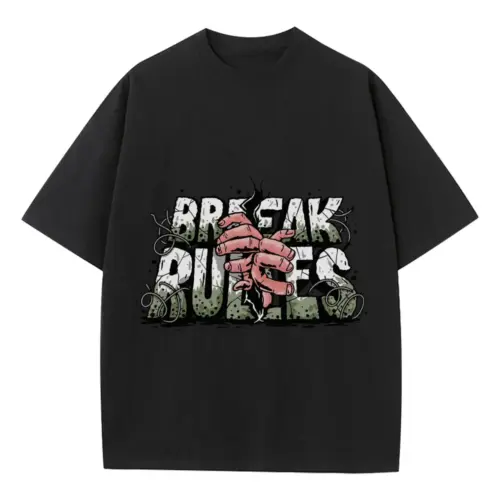 Break The Rules Heavyweight Oversized Black Graphic Tee