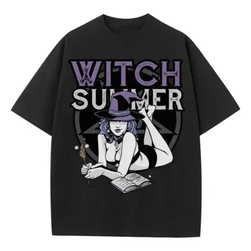 Witch Summer Heavyweight Oversized Black Graphic Tee