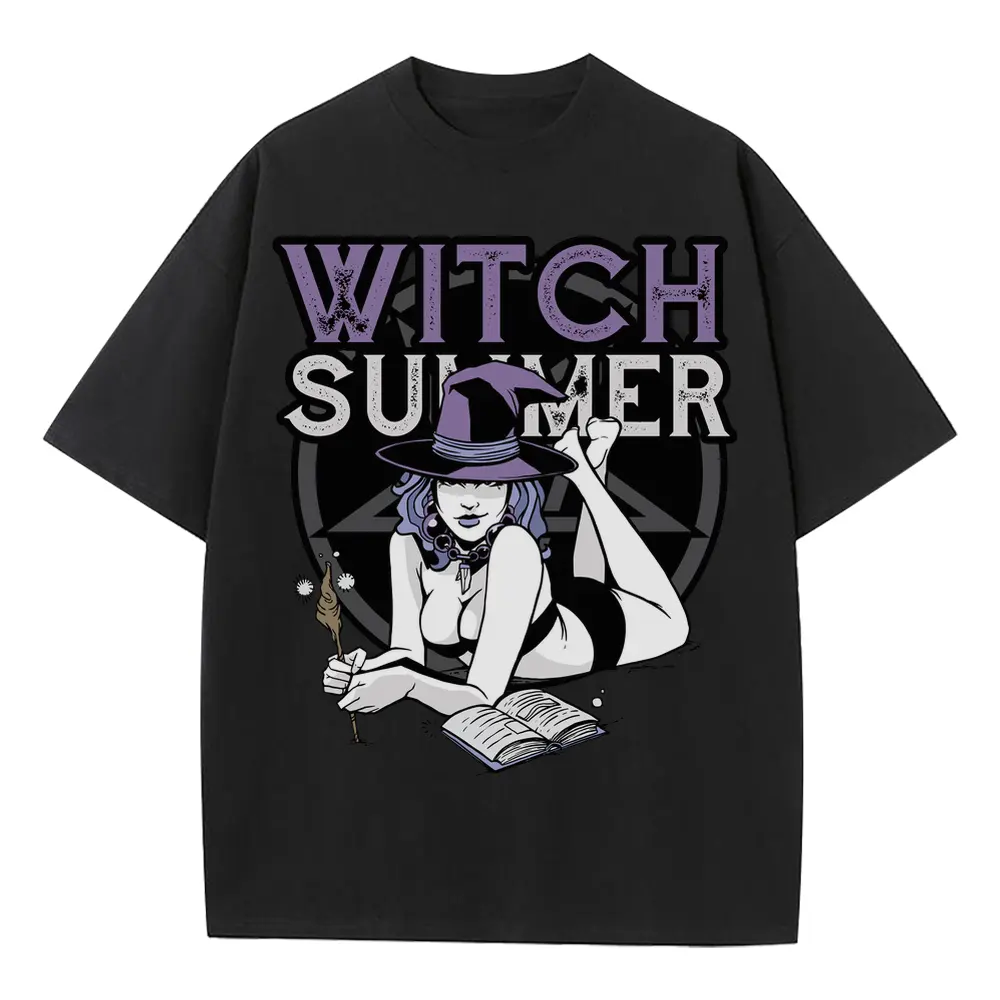 Witch Summer Heavyweight Oversized Black Graphic Tee
