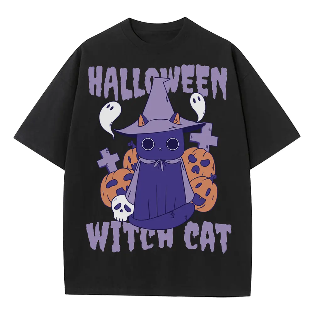 Witchcat Heavyweight Oversized Black Graphic Tee