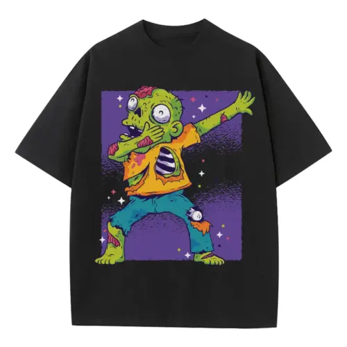 Zombie Dab 0 Hq Heavyweight Oversized Black Graphic Tee