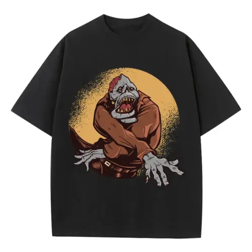 Zombie Halloween Heavyweight Oversized Black Graphic Tee