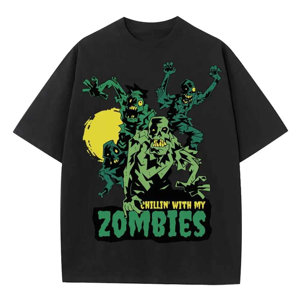 Zombies Quote Heavyweight Oversized Black Graphic Tee