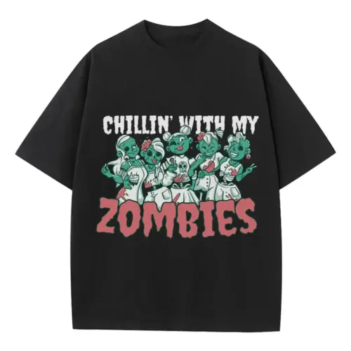 Zombiebesties Heavyweight Oversized Black Graphic Tee