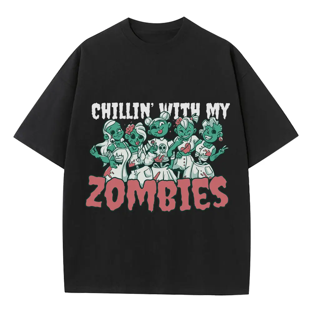 Zombiebesties Heavyweight Oversized Black Graphic Tee
