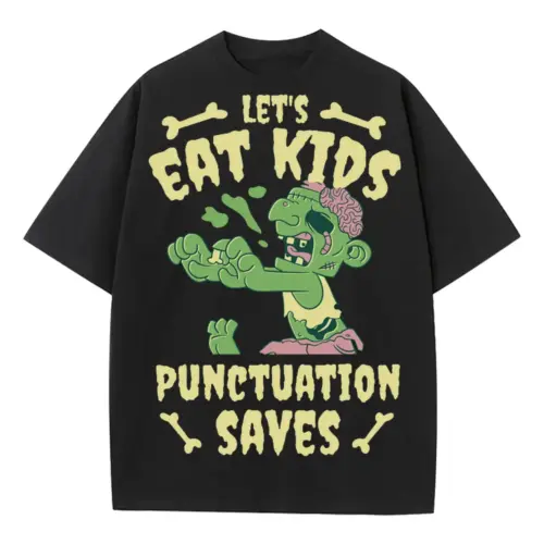 Zombieeatkids Heavyweight Oversized Black Graphic Tee