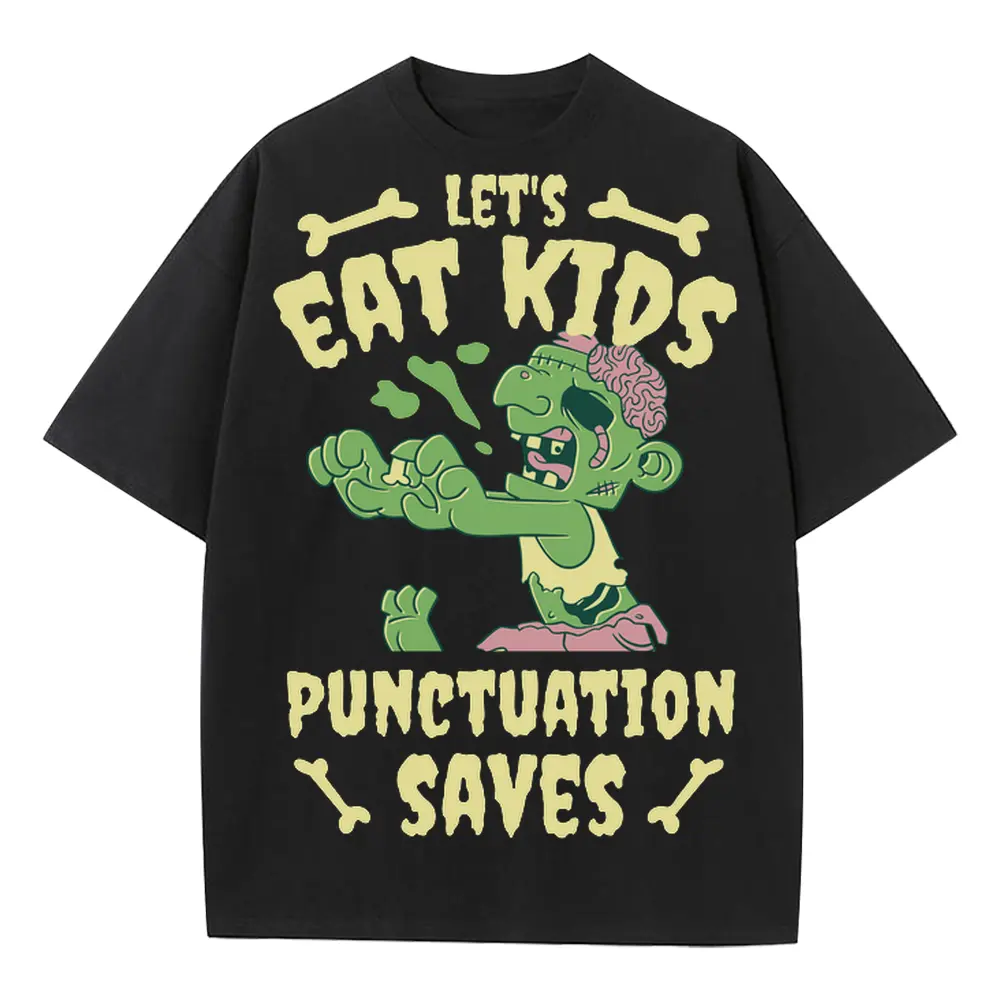 Zombieeatkids Heavyweight Oversized Black Graphic Tee