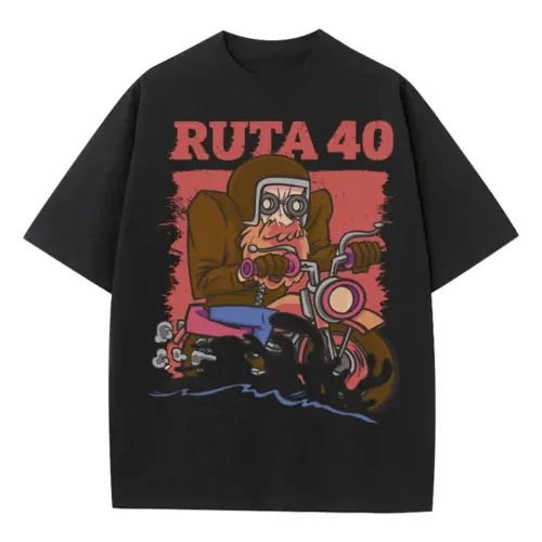 Adventure Motorcycle Heavyweight Oversized Black Graphic Tee