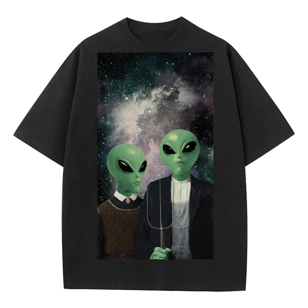 American Gothic Phonecase B Heavyweight Oversized Black Graphic Tee