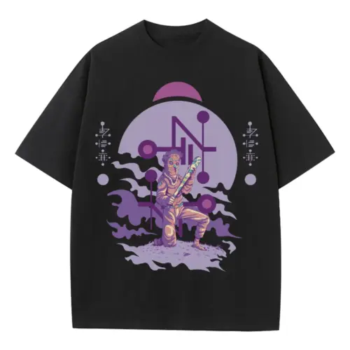 Alien Invasion A Heavyweight Oversized Black Graphic Tee