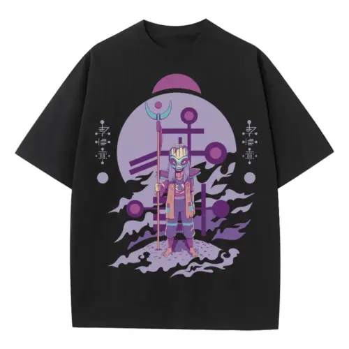 Alien Invasion B Heavyweight Oversized Black Graphic Tee
