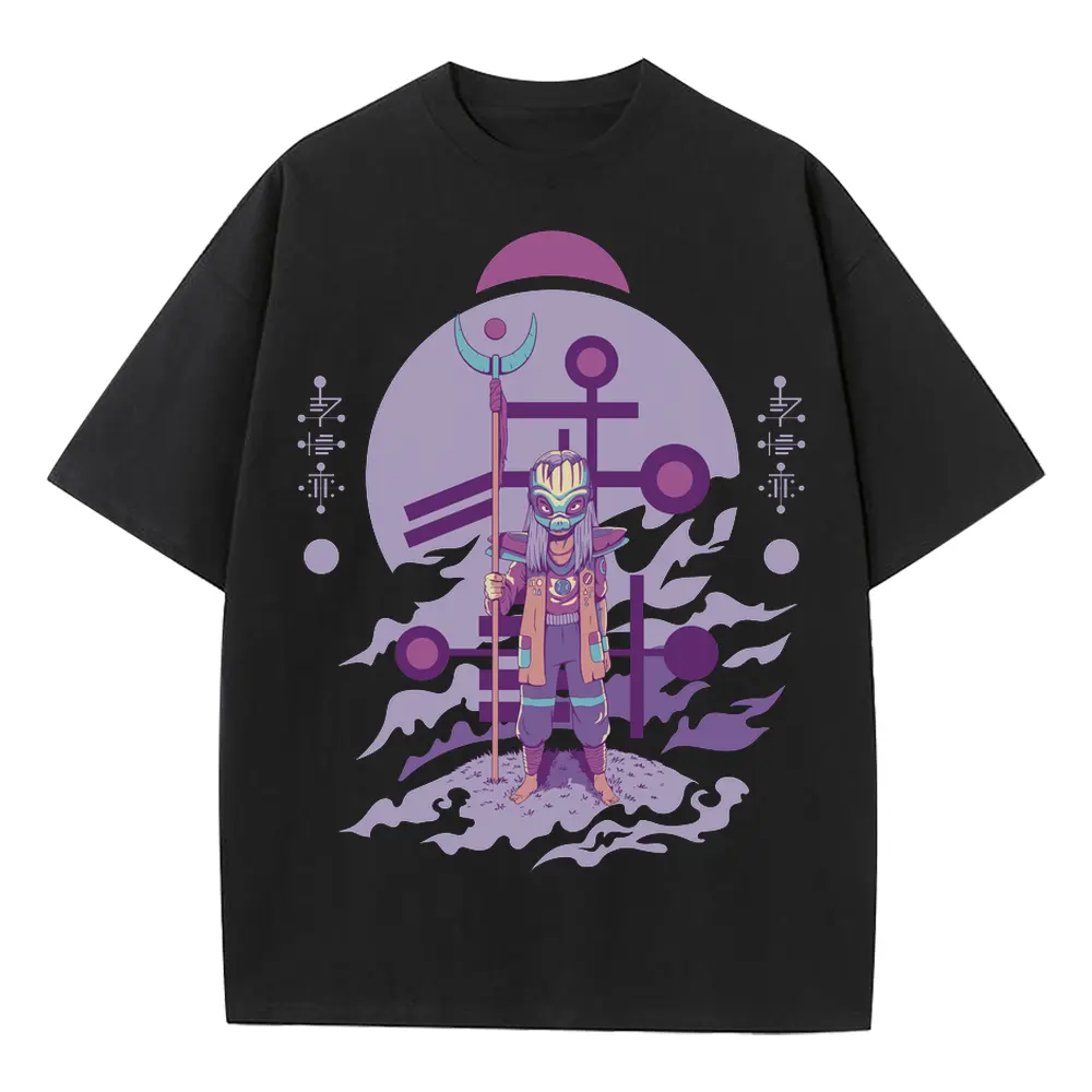 Alien Invasion B Heavyweight Oversized Black Graphic Tee