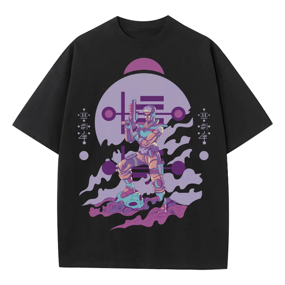 Alien Invasion C Heavyweight Oversized Black Graphic Tee