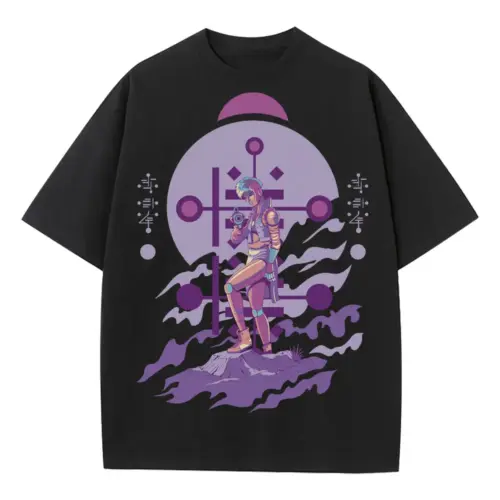 Alien Invasion F Heavyweight Oversized Black Graphic Tee