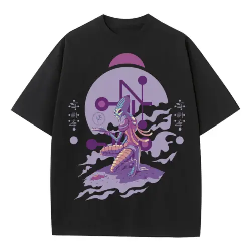 Alien Invasion I Heavyweight Oversized Black Graphic Tee