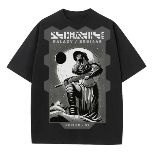 Astronauts B Heavyweight Oversized Black Graphic Tee