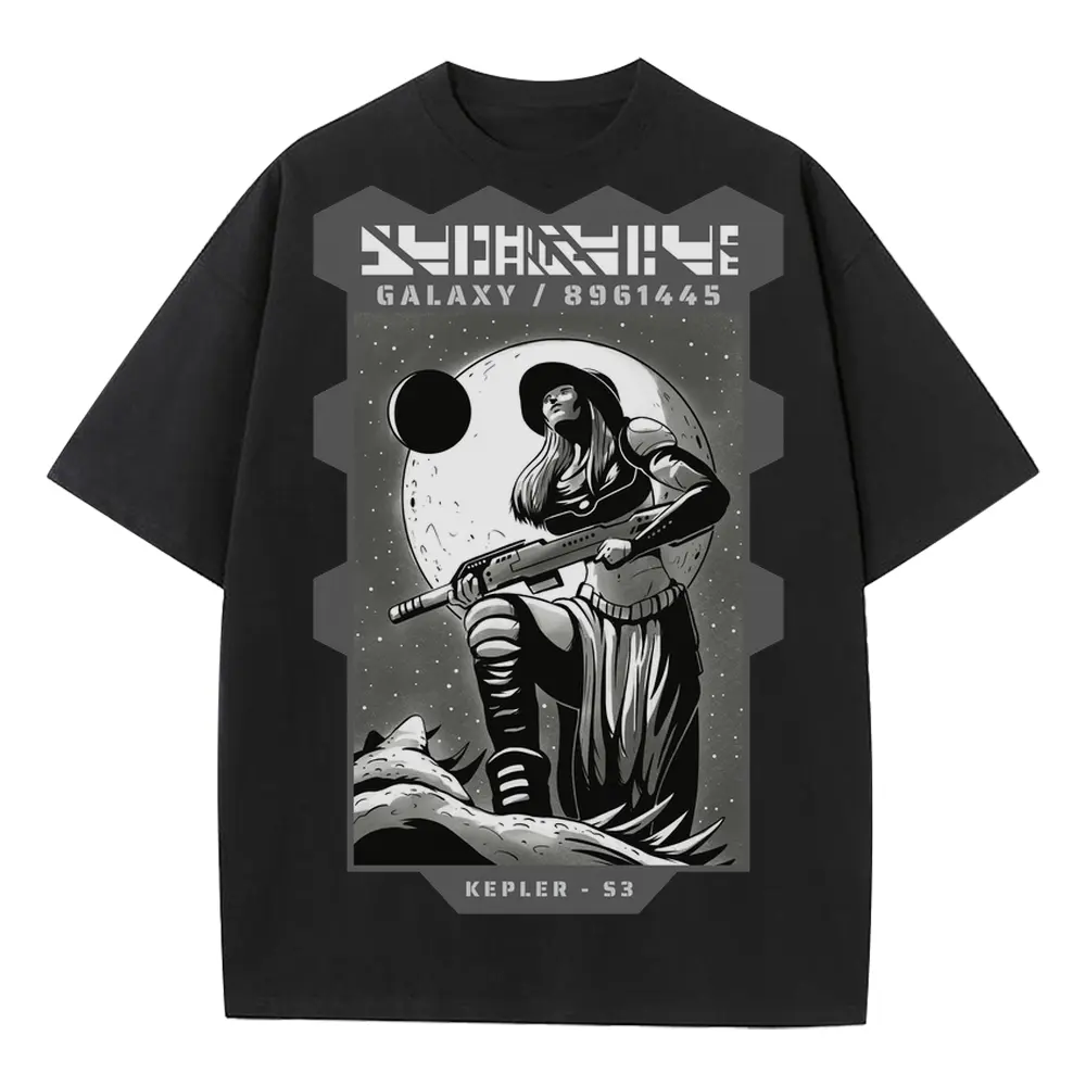 Astronauts B Heavyweight Oversized Black Graphic Tee