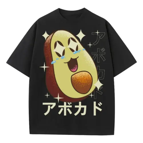 Avocadocrazykawaii Heavyweight Oversized Black Graphic Tee