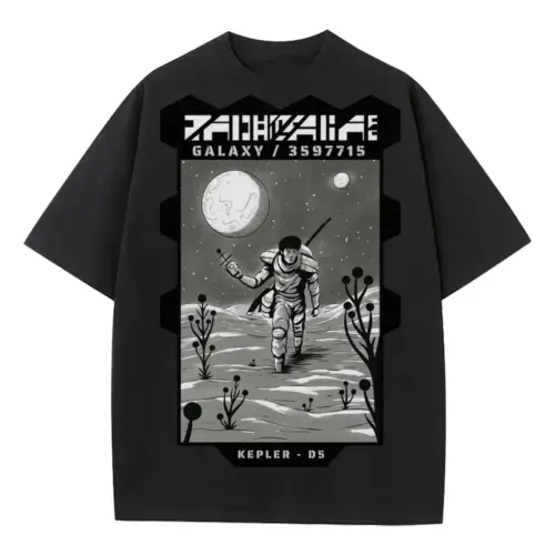 Astronauts J Heavyweight Oversized Black Graphic Tee