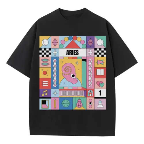 Aries Si Heavyweight Oversized Black Graphic Tee