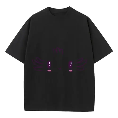 Axolotl Face Heavyweight Oversized Black Graphic Tee