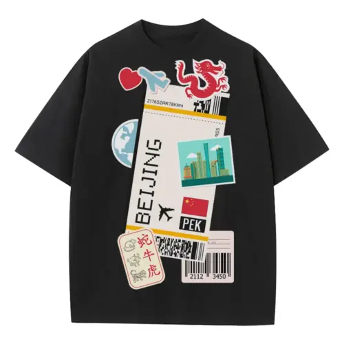 Beijing Heavyweight Oversized Black Graphic Tee