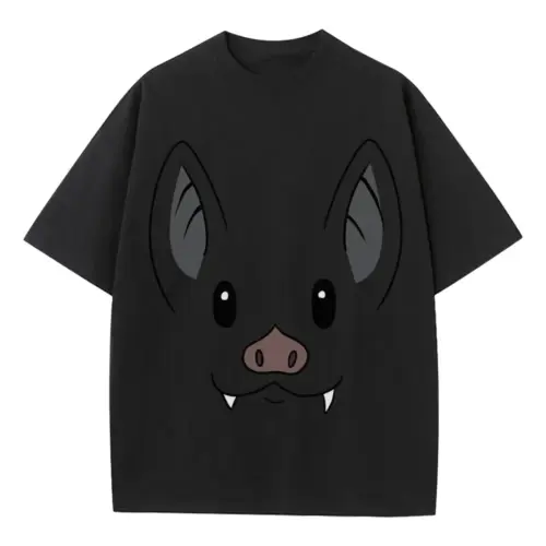 Bat Face Heavyweight Oversized Black Graphic Tee