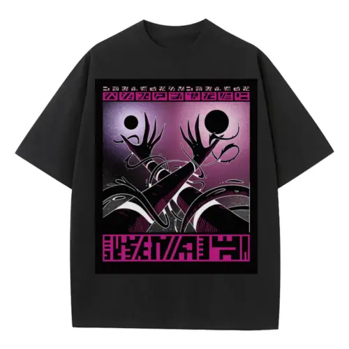 Beings Hands F Heavyweight Oversized Black Graphic Tee
