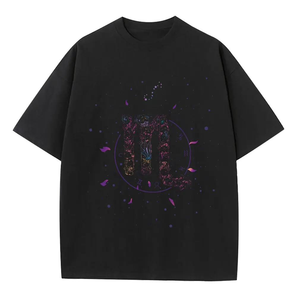 Zodiac Scorpio Heavyweight Oversized Black Graphic Tee