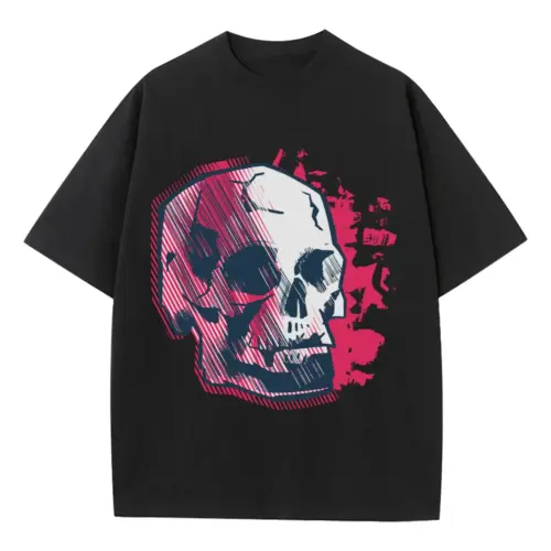 Abstractskull Heavyweight Oversized Black Graphic Tee