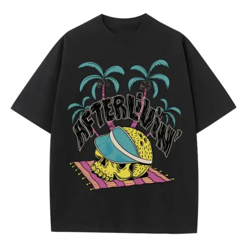 Afterlivin Heavyweight Oversized Black Graphic Tee