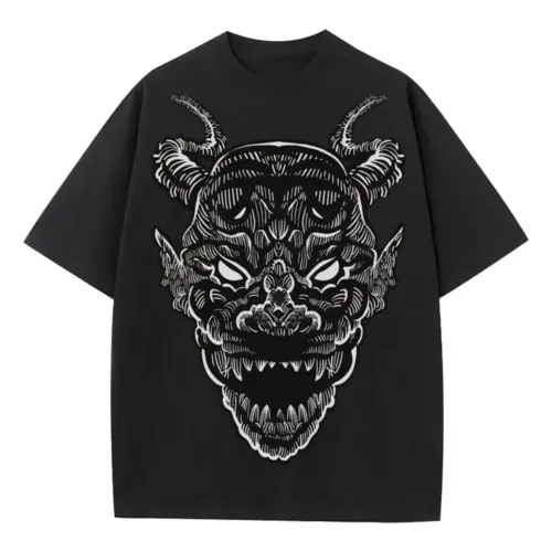 Monster Grunge Heavyweight Oversized Black Graphic Tee