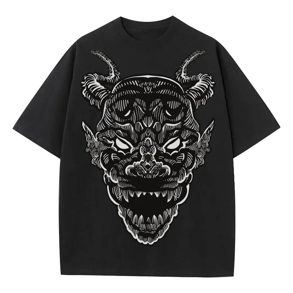 Monster Grunge Heavyweight Oversized Black Graphic Tee