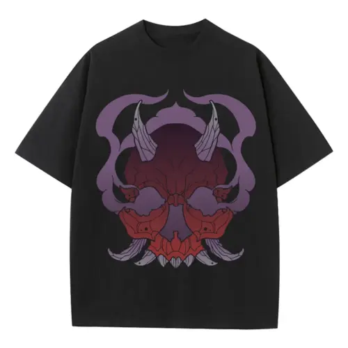 Demon Skull Halloween Heavyweight Oversized Black Graphic Tee
