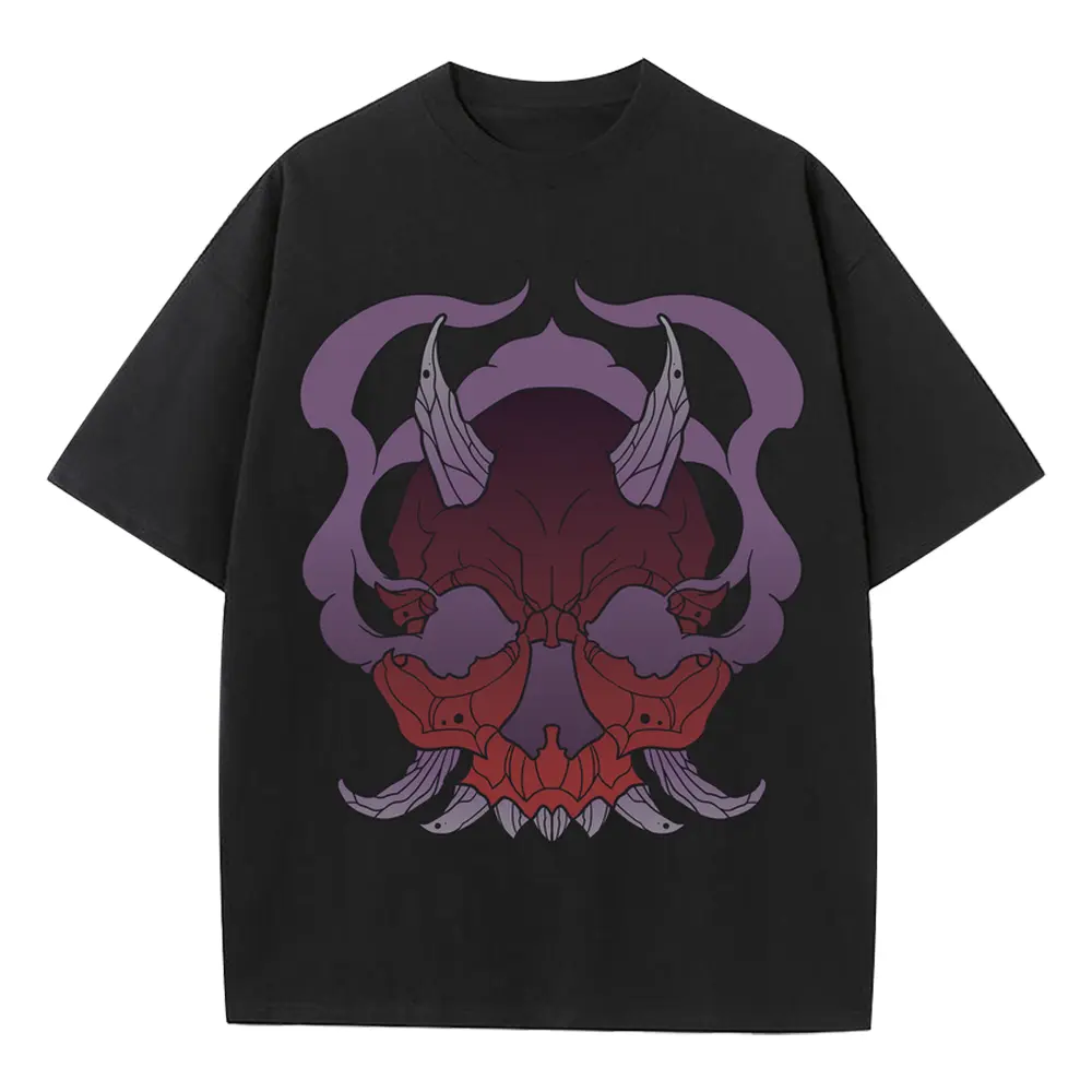 Demon Skull Halloween Heavyweight Oversized Black Graphic Tee
