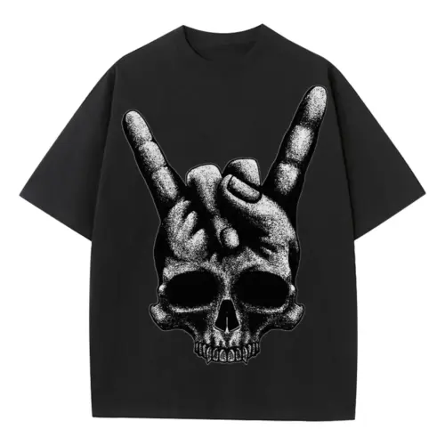 Heavy Metal Skull Heavyweight Oversized Black Graphic Tee