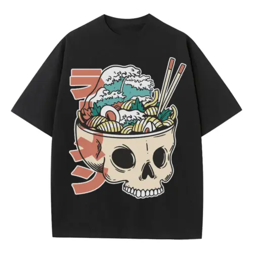 Ramenskull Heavyweight Oversized Black Graphic Tee