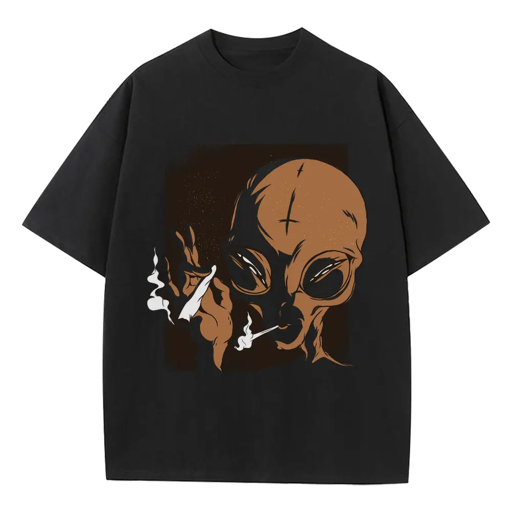 Alien 06 Hq Heavyweight Oversized Black Graphic Tee