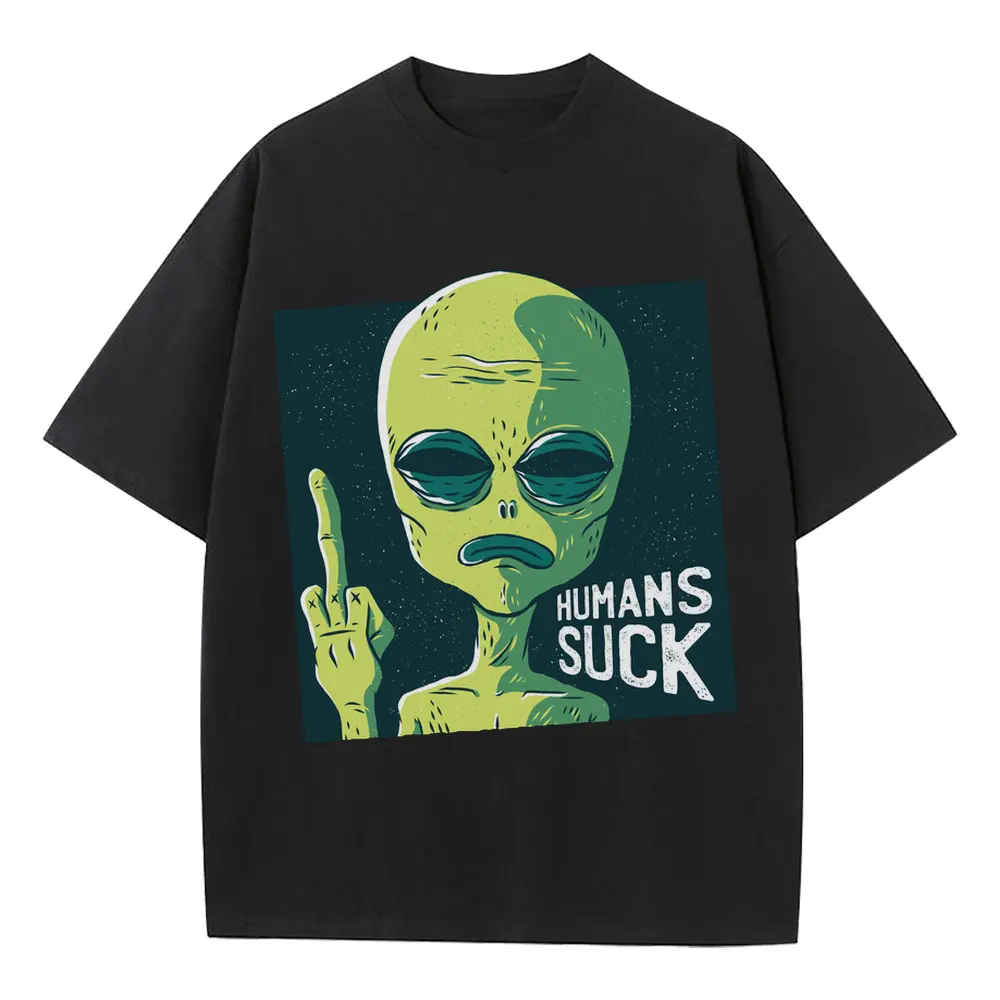Alien 0 Hq Heavyweight Oversized Black Graphic Tee