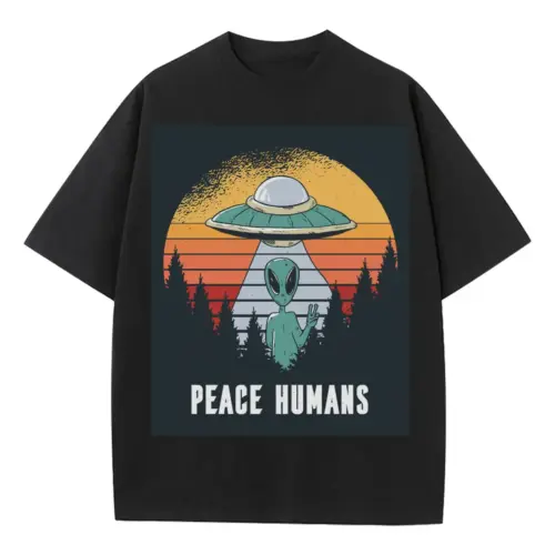 Alien Heavyweight Oversized Black Graphic Tee