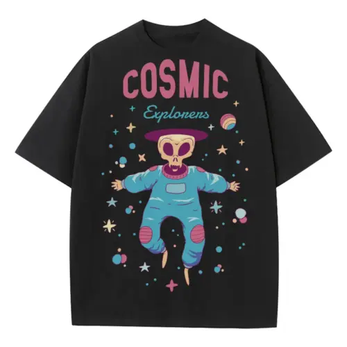 Spaceanimals B Heavyweight Oversized Black Graphic Tee