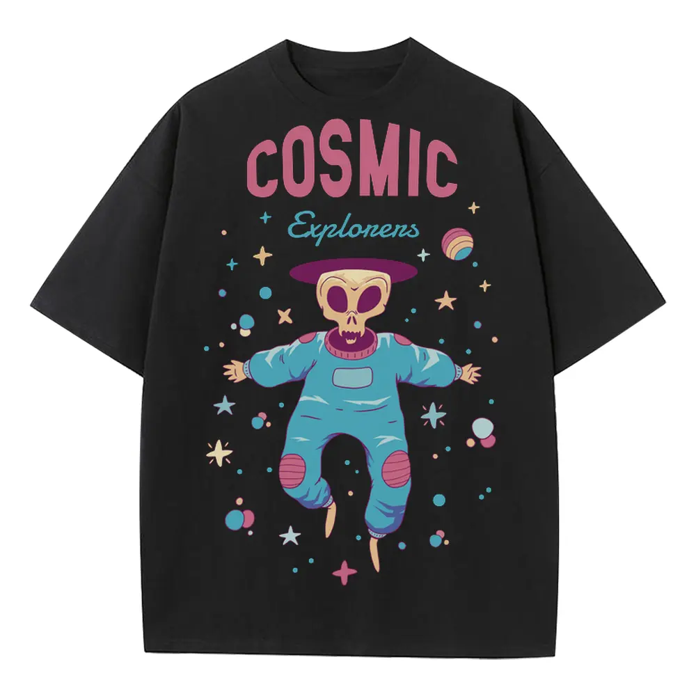 Spaceanimals B Heavyweight Oversized Black Graphic Tee
