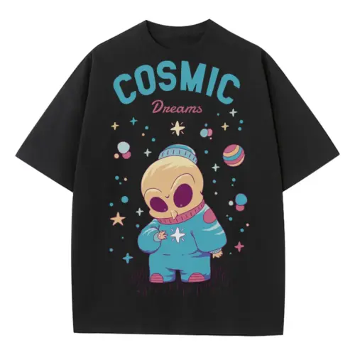 Spaceanimals D Heavyweight Oversized Black Graphic Tee