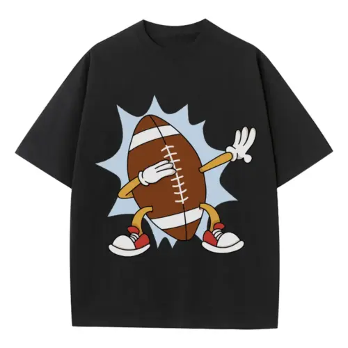 American Football Dabbing Heavyweight Oversized Black Graphic Tee