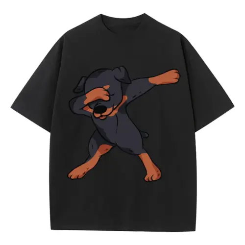 2558 Dab Rottweiler Heavyweight Oversized Black Graphic Tee