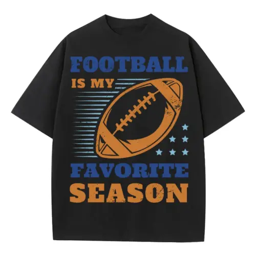 American Football Favorite Season Heavyweight Oversized Black Graphic Tee