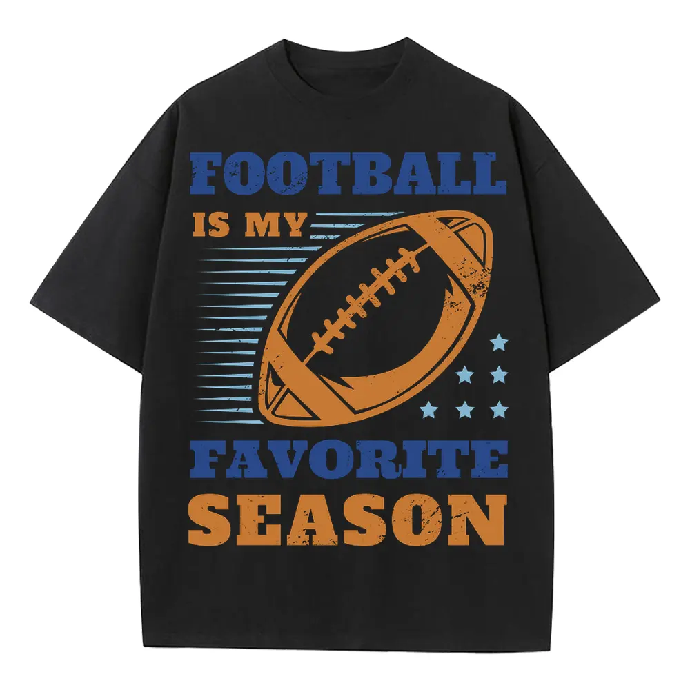 American Football Favorite Season Heavyweight Oversized Black Graphic Tee